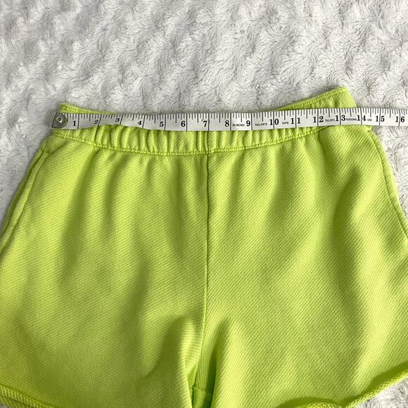 Aerie Neon Green Jersey Knit Comfy High Waisted Beach Party Sweat Shorts S - Picture 5 of 7